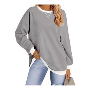 NWT Fantaslook Color Block Women’s Sweatshirt Crewneck Top Size XL Grey
